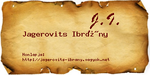 Jagerovits Ibrány névjegykártya